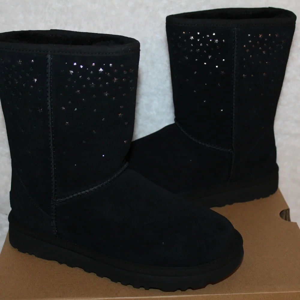 NEW UGG STARGIRL CLASSIC SHORT BLACK BOOTS‎ 6